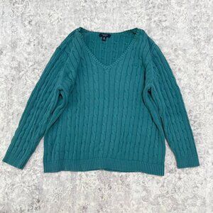 vintage Chaps chunky cable knit sweater teal